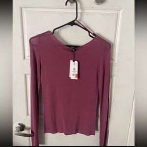 Dynamite Mauve Long Sleeve Sheer Top